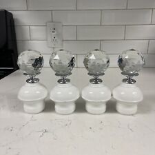 CURTAIN ROD FINIALS CUT GLASS (CRYSTAL?) Faceted Round Crystal Hollywood Regency for sale  Shipping to South Africa