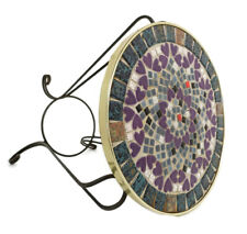 Mesa pequena redonda vintage funky lateral ocasional azulejos superiores em mosaico ferro forjado comprar usado  Enviando para Brazil