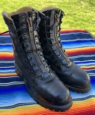 Vintage Chippewa Military Combat Boots Vibram Front Zipper Black Size 10 for sale  Shipping to South Africa