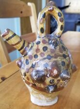 Vintage Clay Pottery Water Jug Handpainted Vessel W/ Handle & Spout 7.5", used for sale  Chicago