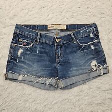 Shorts jeans feminino júnior Hollister desgastado algemado namorado azul 3 comprar usado  Enviando para Brazil