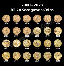 ***Juego completo de 24 monedas de dólar Sacagawea*** (años 2000-2023) monedas como nuevas de EE. UU., usado segunda mano  Embacar hacia Argentina