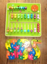  Serpiente de madera del alfabeto + tablero de conteo juguetón juguetes educativos de madera - X2 segunda mano  Embacar hacia Mexico