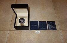 Nautica A23500G Orologio Chrono Watch Pelle-Acciaio Leather-Steel 45 mm Quartz segunda mano  Embacar hacia Argentina