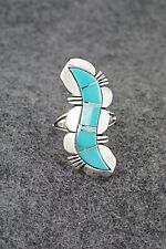 Turquoise, Opalite & Sterling Silver Inlay Ring - James Manygoats - Size 6 for sale  Shipping to South Africa