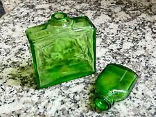 Antiguo Vintage Original Perfume Pequeño Victoriano Verde Vidrio Vacío Bot. 2PC, usado segunda mano  Embacar hacia Argentina