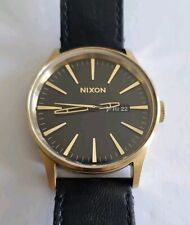 Nixon Never Be Late The Sentry Day Date Gold Tone Black Dial Men’s Watch for sale  Shipping to South Africa