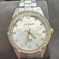 Reloj pulsera Citizen para mujer con detalles de cristal de dos tonos de acero inoxidable Er0224-51d segunda mano  Embacar hacia Argentina