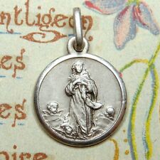 Santa Virgen María y Querubines. Antiguo colgante religioso. Medalla de plata italiana. segunda mano  Embacar hacia Argentina