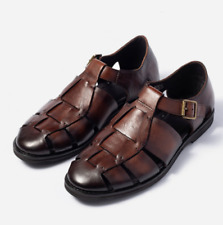 Męskie skórzane sandały Handmade Casual Rzymskie sandały Vintage Hollow Beach Shoes , używany na sprzedaż  Wysyłka do Poland