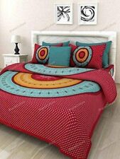 Lençol de casal de algodão estampado vermelho Circles-Red Home Decor, 2 travesseiros enrugamento comprar usado  Enviando para Brazil
