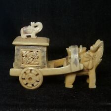 Coleções de decoração de família carrinho de elefante esculpido à mão da China antiga Ásia L 4 polegadas comprar usado  Enviando para Brazil