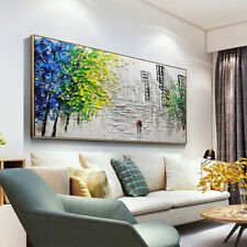 Pintura em tela feita à mão arte de parede abstrata cidade paisagem imagem sala de estar, usado comprar usado  Enviando para Brazil