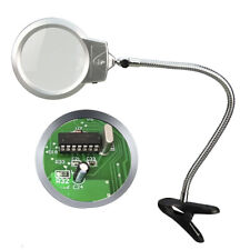 3X 5X LED Light Magnifier Clip Table Magnifier Magnifier Large Magnifying Glass, used for sale  Shipping to South Africa