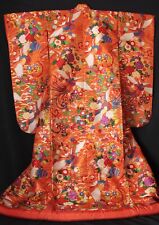 U3 Free shipping Orange Pure Silk Uchikake colorful wedding kimono Robe Japanese for sale  Shipping to South Africa