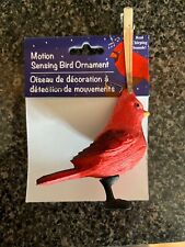 Used, Motion Sensing Chirping Red Cardinal Song Bird Clip Ornament for sale  Wamego