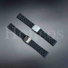 20 22 24 MM Black Silicone Rubber Watch Band Strap Deployment Clasp Buckle USA, used for sale  Shipping to South Africa