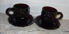 Avon 1876 Cape Cod Ruby Red 2 Coffee Cup and Saucer Sets 4 Pieces Very Good for sale  Shipping to South Africa