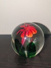 Arte de vidro floral vermelho laranja flor verde folhas 3" peso papel bolha suspensa comprar usado  Enviando para Brazil
