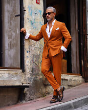 Jaqueta masculina de lapela xale sem botões terno laranja 2 peças com cinto e calças comprar usado  Enviando para Brazil