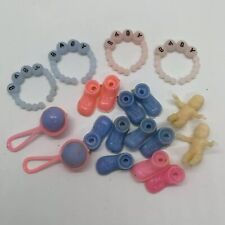 Vtg Baby Shower Cake Cupcake Decorations Rattles Babies Booties Bracelets for sale  Shipping to South Africa