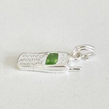 Pingente de berloque de celular vintage prata esterlina 925 verde CZ comprar usado  Enviando para Brazil