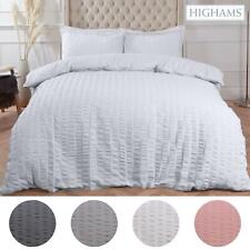 Highams Seersucker Duvet Cover with Pillowcase Bedding Set Silver White Charcoal, used for sale  MANCHESTER