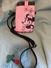 Bolsa tiracolo pequena Minnie Mouse couro sintético rosa e preta 7,5 x 4,5 comprar usado  Enviando para Brazil