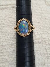 Beautiful single stone Opal doublet bezel set 9ct gold ring, used for sale  CREWE