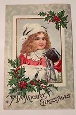Girl With Muff and Ice Skates Christmas Postcard for sale  Shipping to South Africa