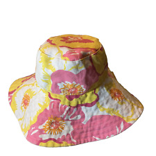 Sombrero floral Lilly Pulitzer piscina sombrero de sol ala ancha amarillo naranja tendencias tropicales segunda mano  Embacar hacia Argentina