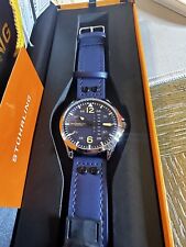 Relógio masculino Stuhrling 3916 4 aviador data dia pulseira de couro azul comprar usado  Enviando para Brazil