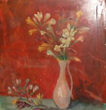 Usado, Vaso e flores realistas dos anos 70 pintura a óleo natureza morta comprar usado  Enviando para Brazil