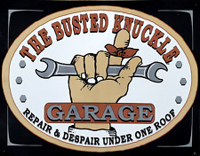 The Busted Knuckle Garage Repair & Despair Under One Roof Tin Sign Made in USA, used for sale  Shipping to South Africa