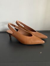 NEXT Sling Back Heels UK 6 TAN Leather Shoes Low Kitten Heel Pointed Toe Classic for sale  Shipping to South Africa