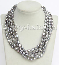 AAA 5psc 18" 10mm Baroque potato gray pearls necklace 18KGP clasp c264 for sale  Shipping to South Africa