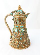 Antique Egyptian Scarab Embellished Bead Brass Tea Kettle  for sale  Shipping to South Africa