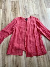 eileen fisher Burnt Orange Button Down Linen Long Sleeve Blouse Top XL for sale  Shipping to South Africa