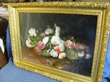   Roses & Flowers Still Life Antique Oil Painting c.1890 for sale  Shipping to Canada
