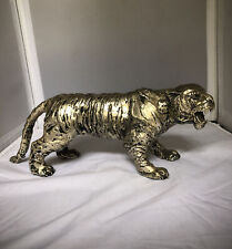 DE COLECCIÓN ESTATUA DE ESCULTURA DE TIGRE DE METAL DE PLATA DE ORO BENGAL FIGURA PESADA segunda mano  Embacar hacia Mexico