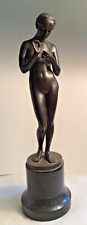 Base de abajur escultura de bronze feminina pensativa 16" H século XX antiga comprar usado  Enviando para Brazil