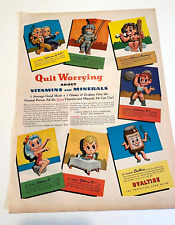 1943 anuncio impreso ovaltino, deja de preocuparte por vitaminas y minerales, personajes segunda mano  Embacar hacia Argentina