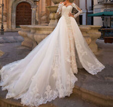 Mermaid Wedding Dresses With Detachable Train Long Sleeve Appliques Bridal Gowns for sale  Shipping to South Africa