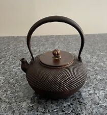 Cast Iron Teapot Vintage Japanese Tetsubin Tea Kettle with Copper Lid Signed for sale  Shipping to South Africa