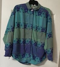 Camisa de Colección Angelique Imports Mujer Grande Azul Teal Floral Abotonada 1991 Top segunda mano  Embacar hacia Argentina
