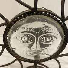 Used, Vintage Wrought Iron Glass Sun Face Candle Holder 12.5” Tall Boho for sale  Shipping to South Africa