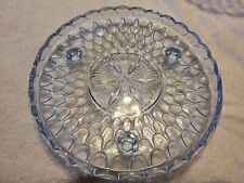 Vintage Bagley Art Deco Blue Glass Cake Stand No 3067 Fish Scale Pattern for sale  BOLTON