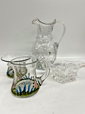 Antique Job lot x 4 glass jugs / sugar basin, used for sale  Shipping to South Africa