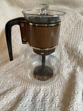 Vintage CORY DGPL5 Glass Percolator Stove Top Coffee Pot 4-8 Cup Faux Wood Metal for sale  Fords