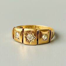 Beautiful Victorian 18ct Yellow Gold 3 Old Cut Diamond Ring. 3.5g UK: J for sale  Shipping to South Africa